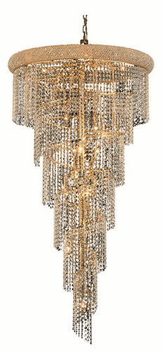 Elegant Spiral 22-LT Gold Chandelier Clear Royal Cut Crystal - V1801SR30G/RC
