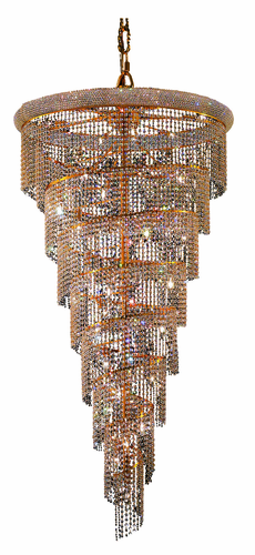 Elegant Spiral 26-LT Gold Chandelier Clear Royal Cut Crystal - V1801SR36G/RC