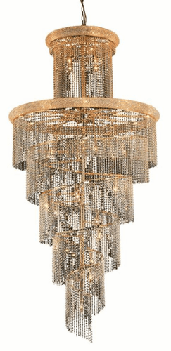 Elegant Spiral 41-LT Gold Chandelier Clear Royal Cut Crystal - V1800SR48G/RC