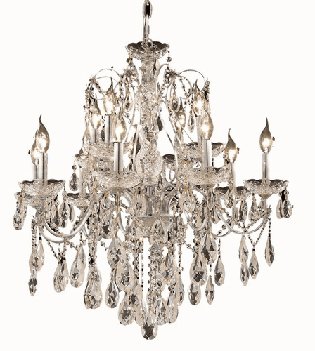 Elegant St. Francis 12-LT Chrome Chandelier Clear Royal Cut Crystal - 2016D28C/RC