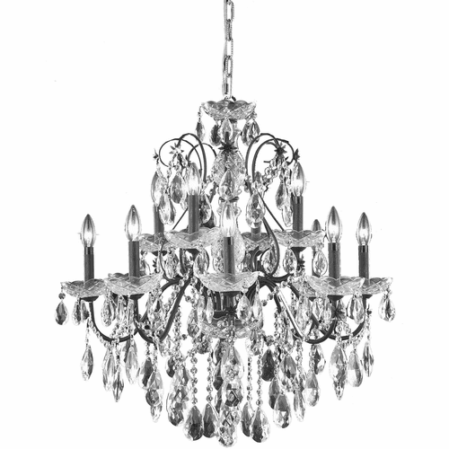 Elegant St. Francis 12-LT Dark Bronze Chandelier Clear Royal Cut Crystal - 2016D28DB/RC