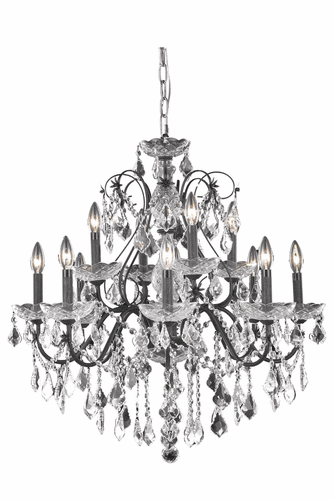 Elegant St. Francis 12-LT Dark Bronze Chandelier Clear Royal Cut Crystal - V2015D28DB/RC