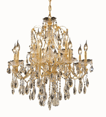 Elegant St. Francis 12-LT Gold Chandelier Clear Royal Cut Crystal - 2016D28G/RC
