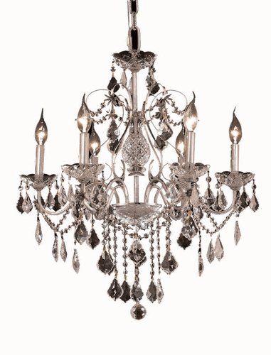 Elegant St. Francis 6-LT Chrome Chandelier Clear Royal Cut Crystal - V2015D24C/RC