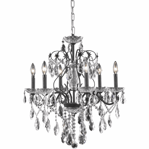 Elegant St. Francis 6-LT Dark Bronze Chandelier Clear Royal Cut Crystal - 2016D24DB/RC