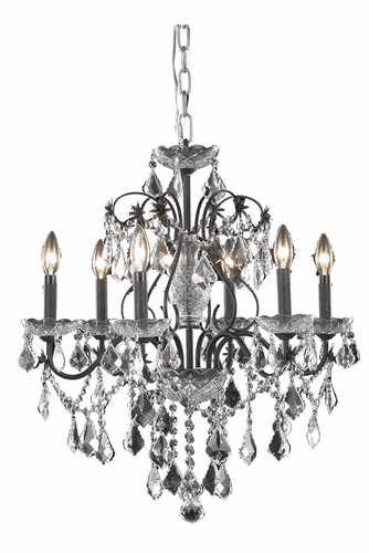 Elegant St. Francis 6-LT Dark Bronze Chandelier Clear Royal Cut Crystal - V2015D24DB/RC