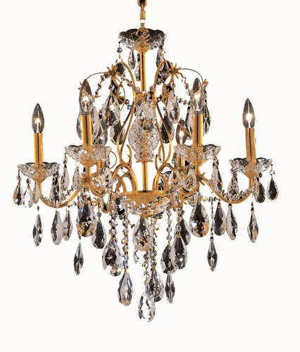 Elegant St. Francis 6-LT Gold Chandelier Clear Royal Cut Crystal - 2016D24G/RC