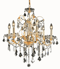 Elegant St. Francis 6-LT Gold Chandelier Clear Royal Cut Crystal - V2015D24G/RC