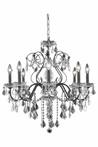 Elegant St. Francis 8-LT Dark Bronze Chandelier Clear Royal Cut Crystal - V2015D26DB/RC