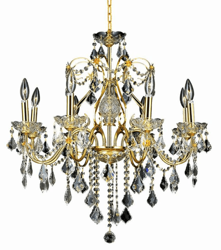 Elegant St. Francis 8-LT Gold Chandelier Clear Royal Cut Crystal - V2015D26G/RC