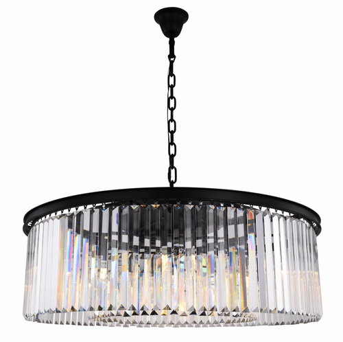 Elegant Sydney 10-LT Matte Black Chandelier Clear Royal Cut Crystal - 1238G43MB/RC