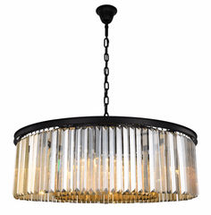 Elegant Sydney 10-LT Matte Black Chandelier Golden Teak Royal Cut Crystal - 1238G43MB-GT/RC
