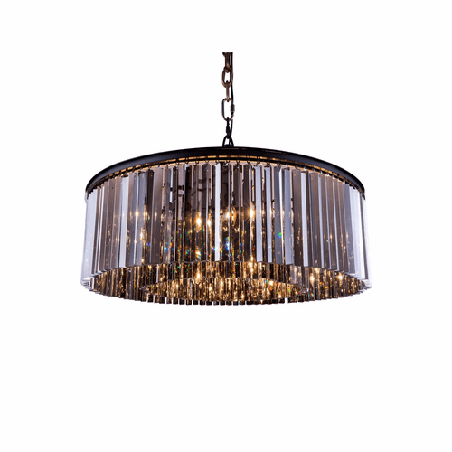 Elegant Sydney 10-LT Matte Black Chandelier Silver Shade Royal Cut Crystal - 1208G43MB-SS/RC