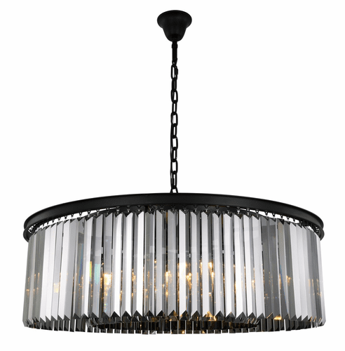 Elegant Sydney 10-LT Matte Black Chandelier Silver Shade Royal Cut Crystal - 1238G43MB-SS/RC
