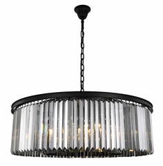 Elegant Sydney 10-LT Matte Black Chandelier Silver Shade Royal Cut Crystal - 1238G43MB-SS/RC Elegant Sydney 10-LT Matte Black Chandelier Silver Shade Royal Cut Crystal - 1238G43MB-SS/RC