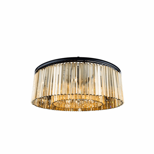 Elegant Sydney 10-LT Matte Black Flush Mount Golden Teak Royal Cut Crystal - 1208F43MB-GT/RC