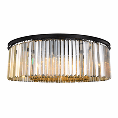 Elegant Sydney 10-LT Matte Black Flush Mount Golden Teak Royal Cut Crystal - 1238F43MB-GT/RC