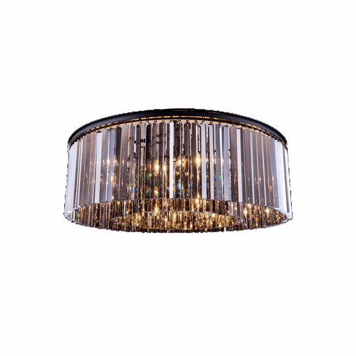 Elegant Sydney 10-LT Matte Black Flush Mount Silver Shade Royal Cut Crystal - 1208F43MB-SS/RC