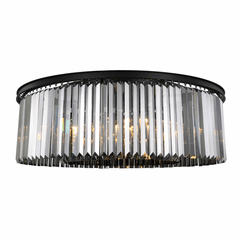 Elegant Sydney 10-LT Matte Black Flush Mount Silver Shade Royal Cut Crystal - 1238F43MB-SS/RC