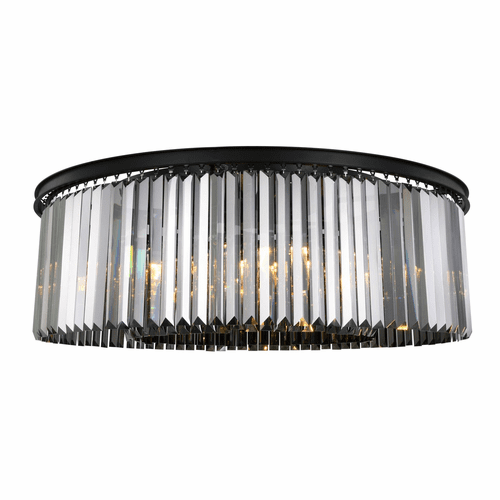 Elegant Sydney 10-LT Matte Black Flush Mount Silver Shade Royal Cut Crystal - 1238F43MB-SS/RC