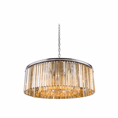 Elegant Sydney 10-LT Polished Nickel Chandelier Golden Teak Royal Cut Crystal - 1208G43PN-GT/RC Elegant Sydney 10-LT Polished Nickel Chandelier Golden Teak Royal Cut Crystal - 1208G43PN-GT/RC