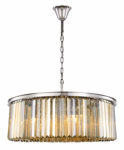 Elegant Sydney 10-LT Polished Nickel Chandelier Golden Teak Royal Cut Crystal - 1238G43PN-GT/RC