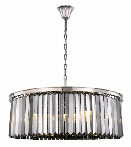 Elegant Sydney 10-LT Polished Nickel Chandelier Silver Shade Royal Cut Crystal - 1238G43PN-SS/RC