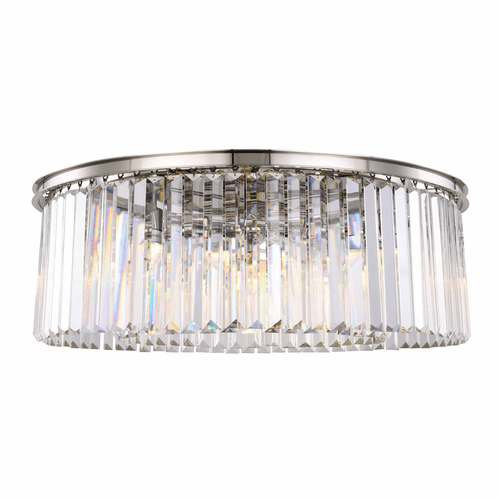Elegant Sydney 10-LT Polished Nickel Flush Mount Clear Royal Cut Crystal - 1238F43PN/RC
