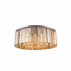 Elegant Sydney 10-LT Polished Nickel Flush Mount Golden Teak Royal Cut Crystal - 1208F43PN-GT/RC Elegant Sydney 10-LT Polished Nickel Flush Mount Golden Teak Royal Cut Crystal - 1208F43PN-GT/RC