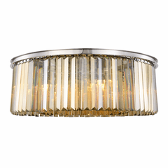 Elegant Sydney 10-LT Polished Nickel Flush Mount Golden Teak Royal Cut Crystal - 1238F43PN-GT/RC