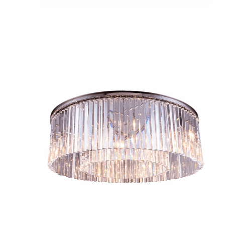 Elegant Sydney 10-LT Polished Nickel Flush Mount Silver Shade Royal Cut Crystal - 1208F43PN-SS/RC