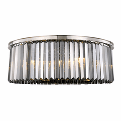 Elegant Sydney 10-LT Polished Nickel Flush Mount Silver Shade Royal Cut Crystal - 1238F43PN-SS/RC