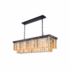 Elegant Sydney 12-LT Matte Black Chandelier Golden Teak Royal Cut Crystal - 1202D50MB-GT/RC