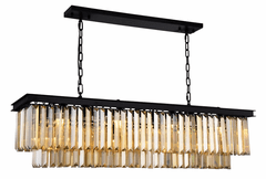 Elegant Sydney 12-LT Matte Black Chandelier Golden Teak Royal Cut Crystal - 1232D50MB-GT/RC Elegant Sydney 12-LT Matte Black Chandelier Golden Teak Royal Cut Crystal - 1232D50MB-GT/RC