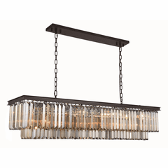 Elegant Sydney 12-LT Matte Black Chandelier Golden Teak Royal Cut Crystal - 1232D60MB-GT/RC