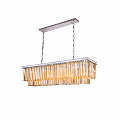 Elegant Sydney 12-LT Polished Nickel Chandelier Golden Teak Royal Cut Crystal - 1202D50PN-GT/RC