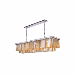 Elegant Sydney 12-LT Polished Nickel Chandelier Golden Teak Royal Cut Crystal - 1202D60PN-GT/RC