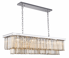 Elegant Sydney 12-LT Polished Nickel Chandelier Golden Teak Royal Cut Crystal - 1232D50PN-GT/RC