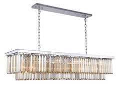 Elegant Sydney 12-LT Polished Nickel Chandelier Golden Teak Royal Cut Crystal - 1232D60PN-GT/RC