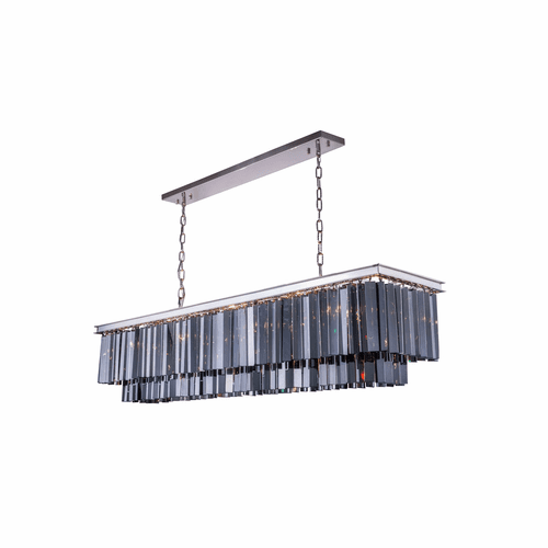 Elegant Sydney 12-LT Polished Nickel Chandelier Silver Shade Royal Cut Crystal - 1202D60PN-SS/RC