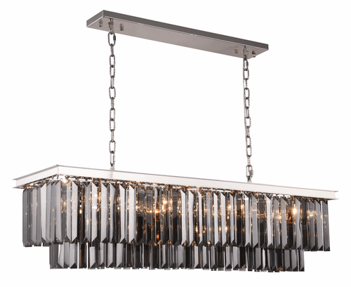 Elegant Sydney 12-LT Polished Nickel Chandelier Silver Shade Royal Cut Crystal - 1232D50PN-SS/RC