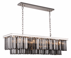 Elegant Sydney 12-LT Polished Nickel Chandelier Silver Shade Royal Cut Crystal - 1232D50PN-SS/RC