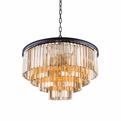 Elegant Sydney 17-LT Matte Black Chandelier Golden Teak Royal Cut Crystal - 1201D32MB-GT/RC Elegant Sydney 17-LT Matte Black Chandelier Golden Teak Royal Cut Crystal - 1201D32MB-GT/RC