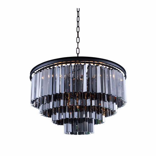 Elegant Sydney 17-LT Matte Black Chandelier Silver Shade Royal Cut Crystal - 1201D32MB-SS/RC