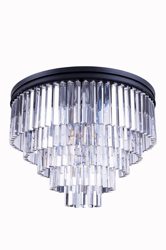 Elegant Sydney 17-LT Matte Black Flush Mount Clear Royal Cut Crystal - 1201F32MB/RC