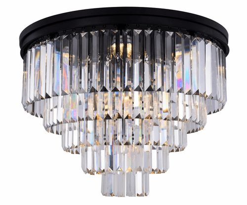 Elegant Sydney 17-LT Matte Black Flush Mount Clear Royal Cut Crystal - 1231F32MB/RC
