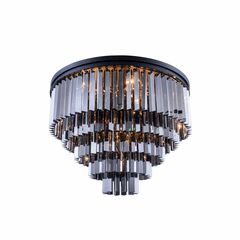 Elegant Sydney 17-LT Matte Black Flush Mount Silver Shade Royal Cut Crystal - 1201F32MB-SS/RC Elegant Sydney 17-LT Matte Black Flush Mount Silver Shade Royal Cut Crystal - 1201F32MB-SS/RC