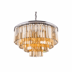 Elegant Sydney 17-LT Polished Nickel Chandelier Golden Teak Royal Cut Crystal - 1201D32PN-GT/RC
