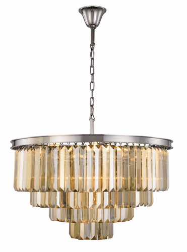 Elegant Sydney 17-LT Polished Nickel Chandelier Golden Teak Royal Cut Crystal - 1231D32PN-GT/RC