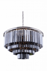 Elegant Sydney 17-LT Polished Nickel Chandelier Silver Shade Royal Cut Crystal - 1201D32PN-SS/RC
